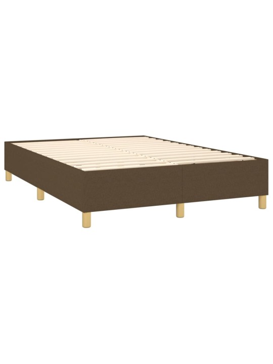 Box spring postel s matrací a LED tmavě hnědá 140x190 cm textil