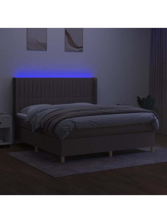 Box spring postel s matrací a led taupe 160x200 cm textil