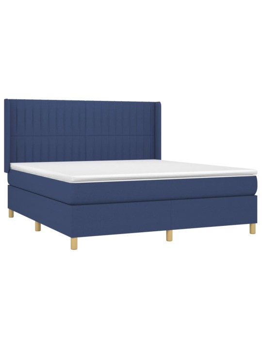 Box spring postel s matrací a led modrá 160x200 cm textil