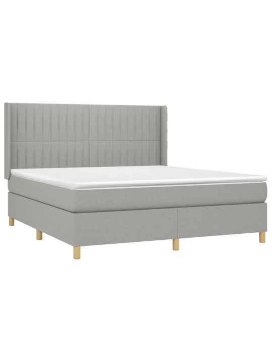 Box spring postel s matrací a LED světle šedá 180x200 cm textil