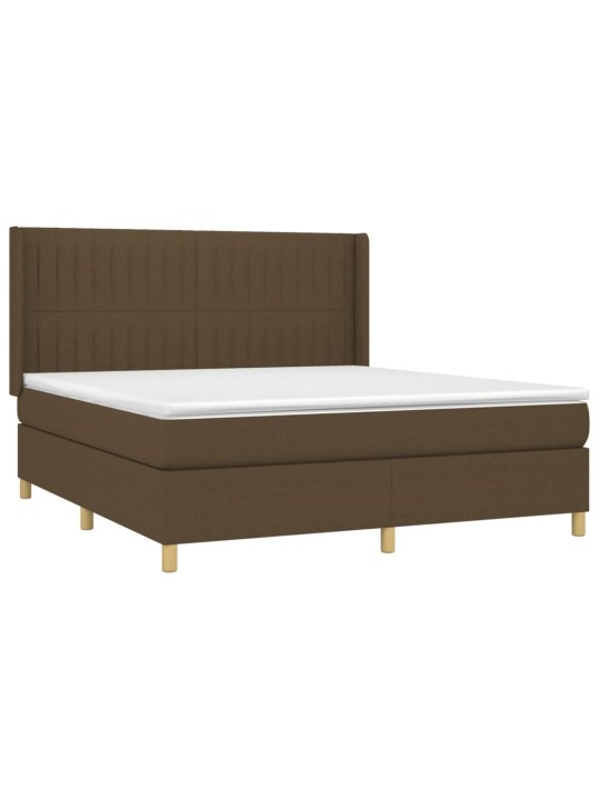 Box spring postel s matrací a led tmavě hnědá 180x200 cm textil