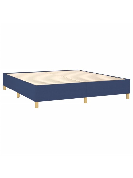 Box spring postel s matrací a LED modrá 180x200 cm textil