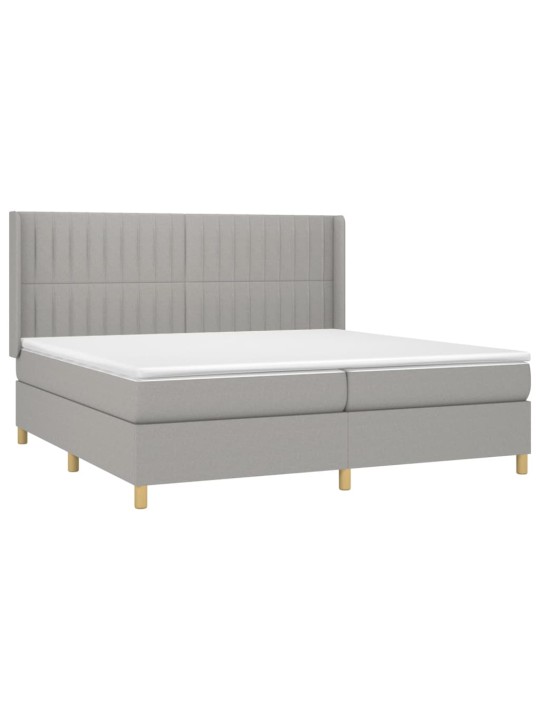 Box spring postel s matrací a LED světle šedá 200x200 cm textil