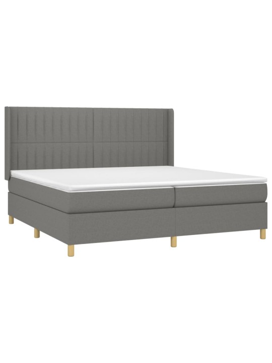 Box spring postel s matrací a LED tmavě šedá 200x200 cm textil