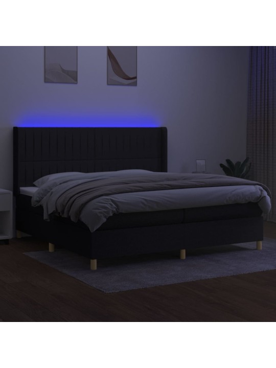 Box spring postel s matrací a LED černá 200x200 cm textil