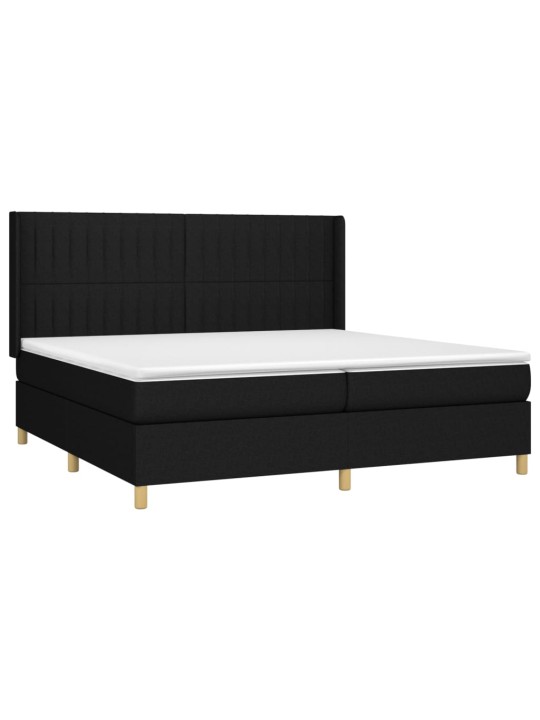 Box spring postel s matrací a LED černá 200x200 cm textil