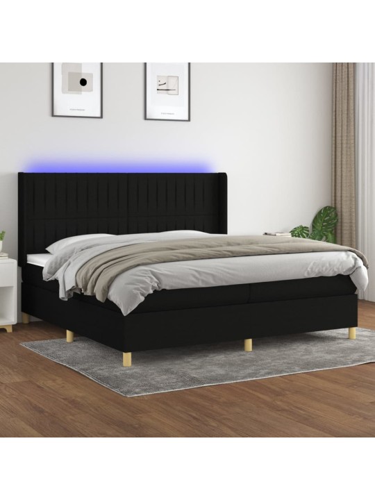 Box spring postel s matrací a LED černá 200x200 cm textil