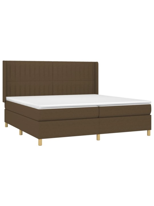 Box spring postel s matrací a led tmavě hnědá 200x200 cm textil