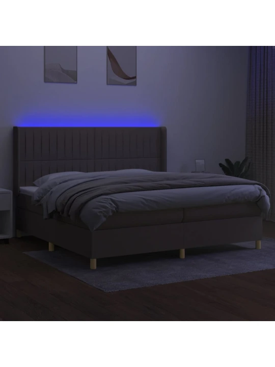 Box spring postel s matrací a led taupe 200x200 cm textil
