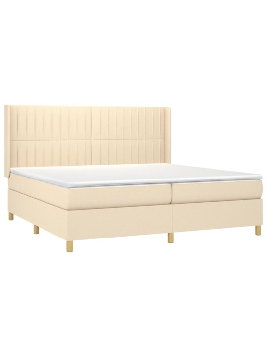 Box spring postel s matrací a led krémová 200x200 cm textil