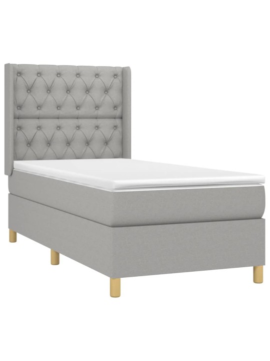 Box spring postel s matrací a LED světle šedá 80x200 cm textil
