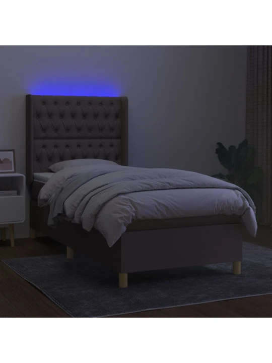 Box spring postel s matrací a led taupe 80 x 200 cm textil