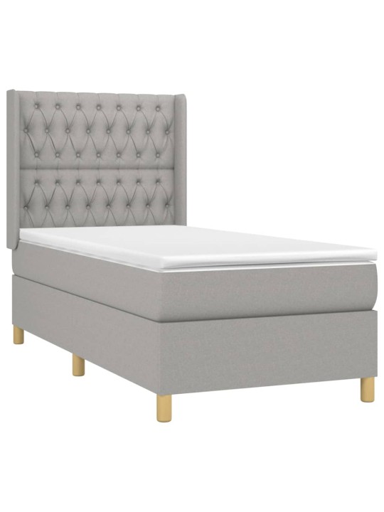 Box spring postel s matrací a LED světle šedá 100x200 cm textil