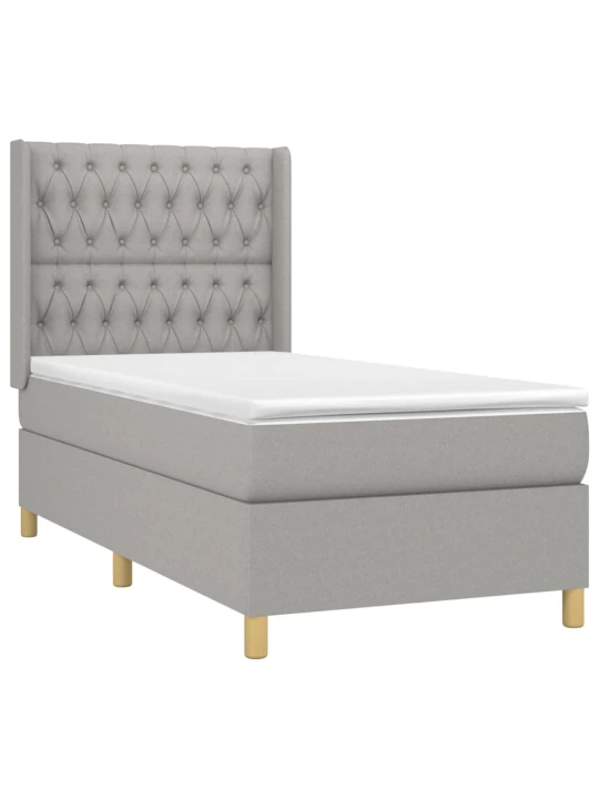Box spring postel s matrací a LED světle šedá 100x200 cm textil