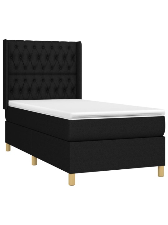 Box spring postel s matrací a LED černá 100x200 cm textil