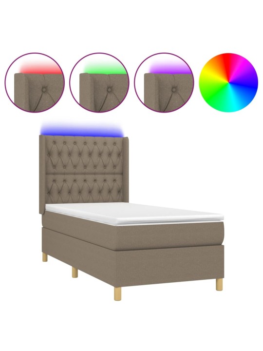 Box spring postel s matrací a LED taupe 100x200 cm textil