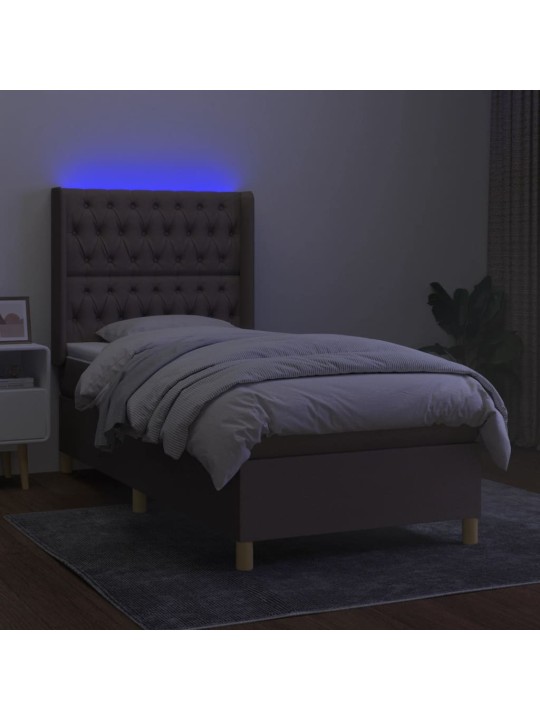 Box spring postel s matrací a LED taupe 100x200 cm textil
