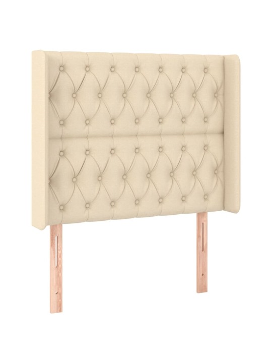 Box spring postel s matrací a LED krémová 100x200 cm textil