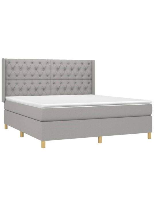 Box spring postel s matrací a LED světle šedá 160x200 cm textil
