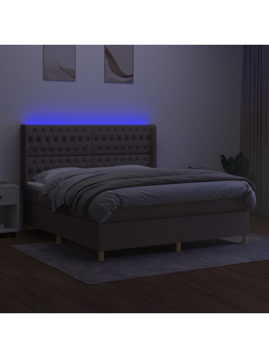 Box spring postel s matrací a led taupe 160x200 cm textil