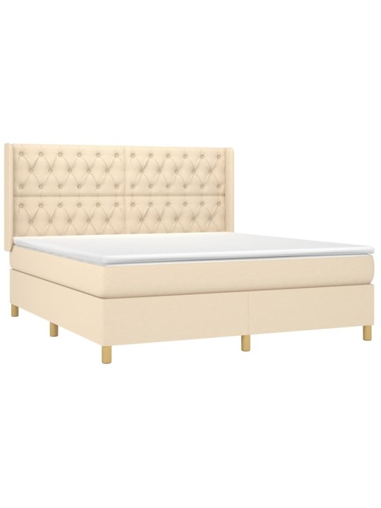 Box spring postel s matrací a led krémová 160x200 cm textil