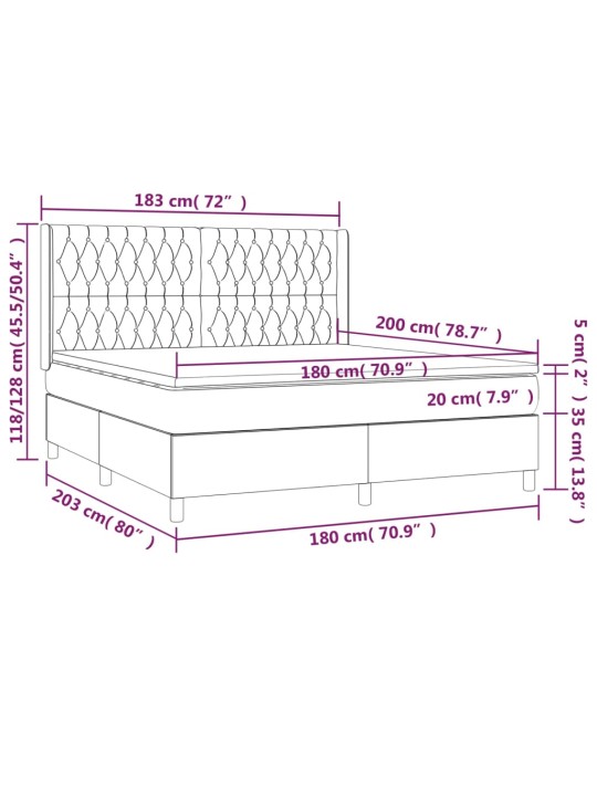 Box spring postel s matrací a LED černá 180x200 cm textil