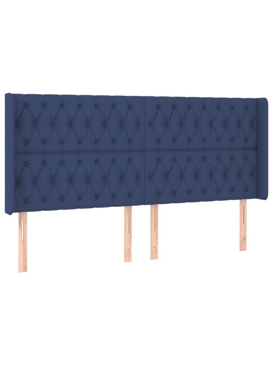 Box spring postel s matrací a LED modrá 180x200 cm textil