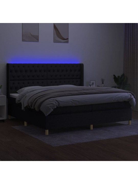 Box spring postel s matrací a LED černá 200x200 cm textil