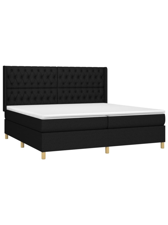 Box spring postel s matrací a LED černá 200x200 cm textil