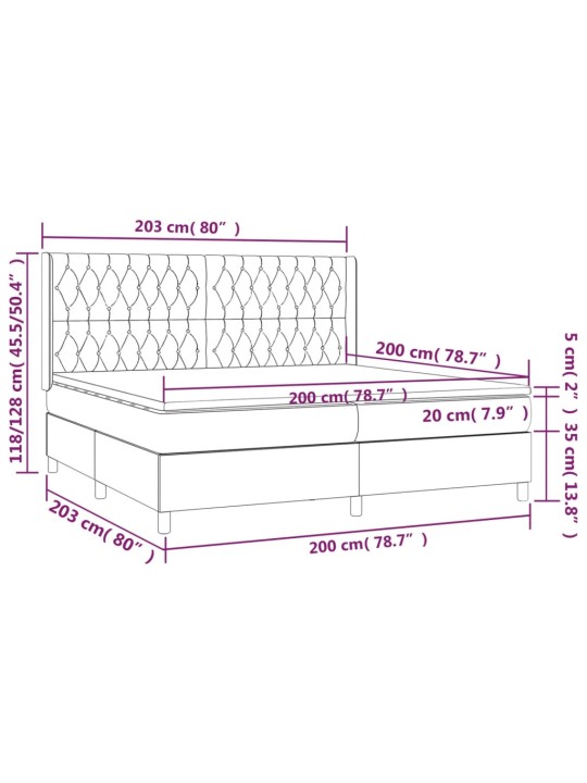 Box spring postel s matrací a LED černá 200x200 cm textil