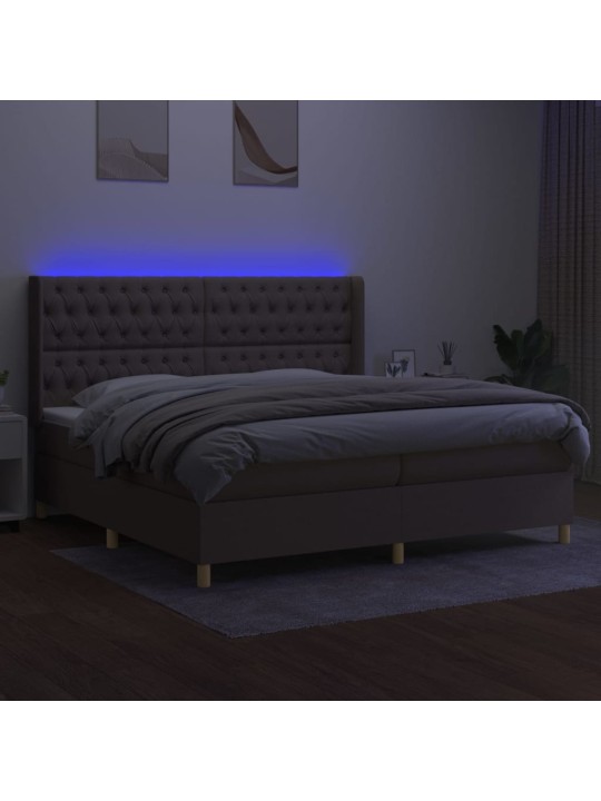 Box spring postel s matrací a led taupe 200x200 cm textil