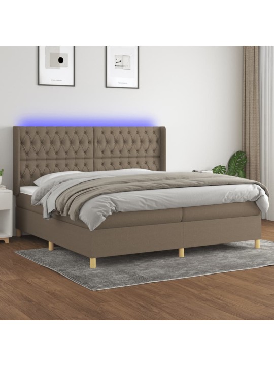 Box spring postel s matrací a led taupe 200x200 cm textil