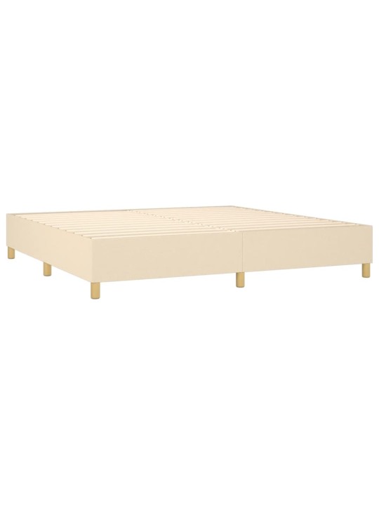 Box spring postel s matrací a LED krémová 200x200 cm textil