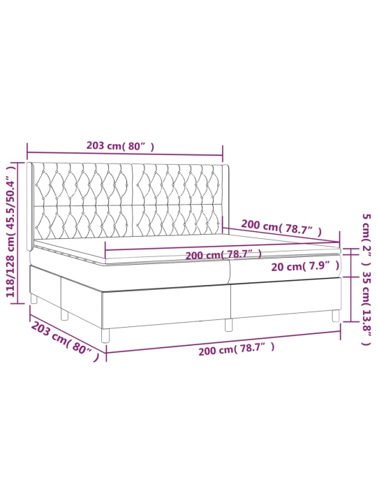 Box spring postel s matrací a LED modrá 200x200 cm textil