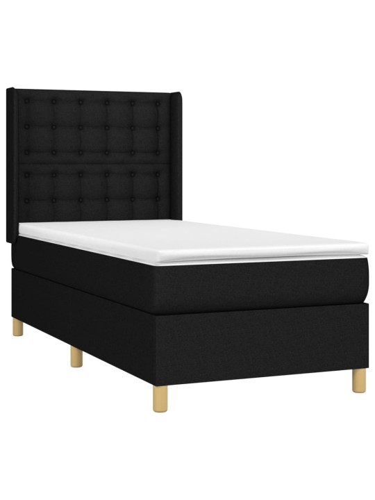Box spring postel s matrací a LED černá 80 x 200 cm textil
