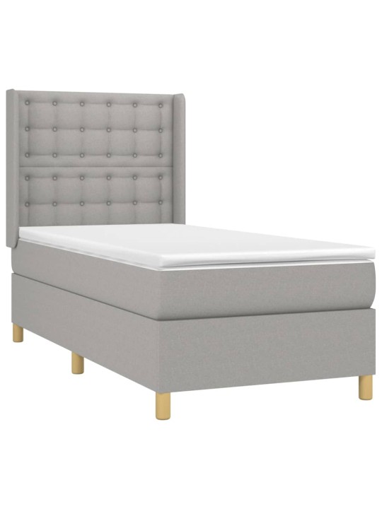 Box spring postel s matrací a LED světle šedá 100x200 cm textil