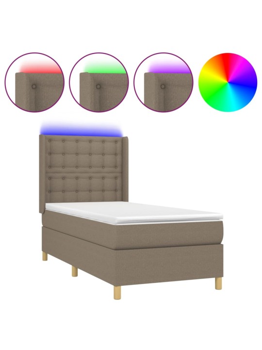 Box spring postel s matrací a LED taupe 100x200 cm textil