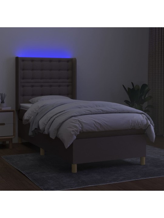 Box spring postel s matrací a LED taupe 100x200 cm textil