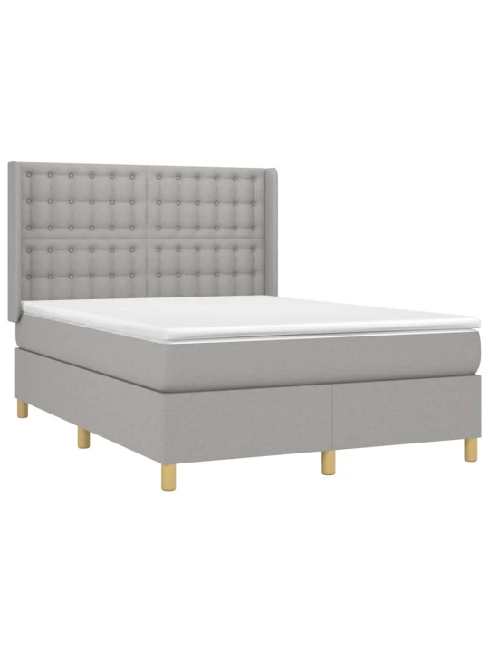 Box spring postel s matrací a LED světle šedá 140x190 cm textil