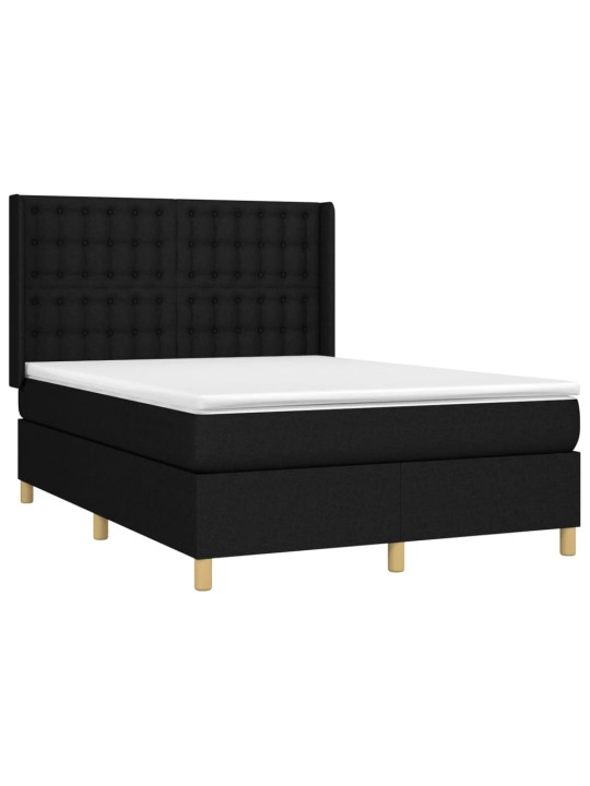 Box spring postel s matrací a LED černá 140x190 cm textil