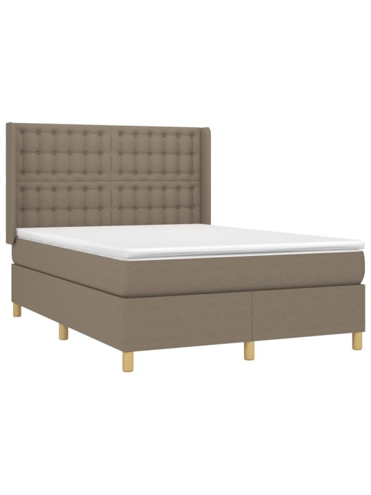 Box spring postel s matrací a led taupe 140x190 cm textil