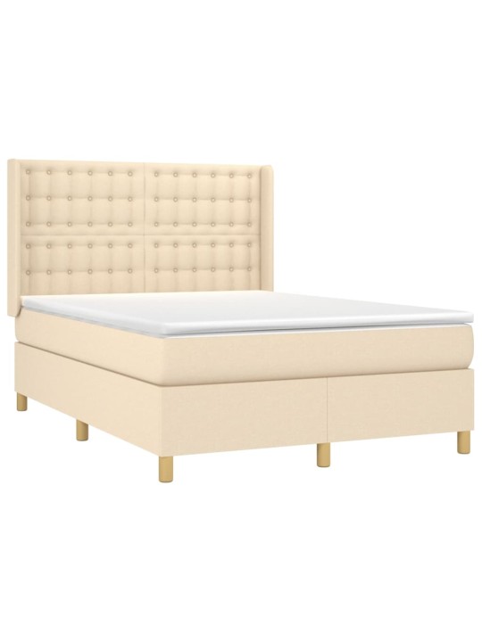 Box spring postel s matrací a led krémová 140x190 cm textil
