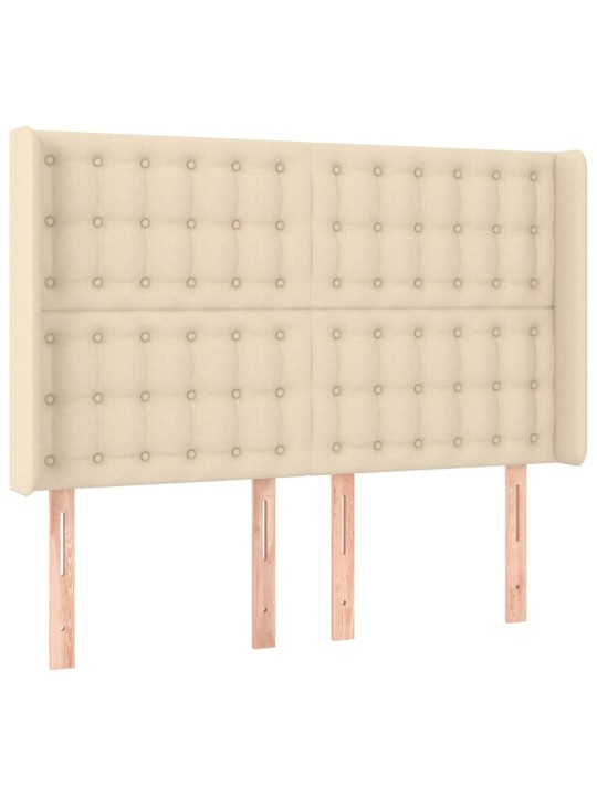 Box spring postel s matrací a led krémová 140x190 cm textil
