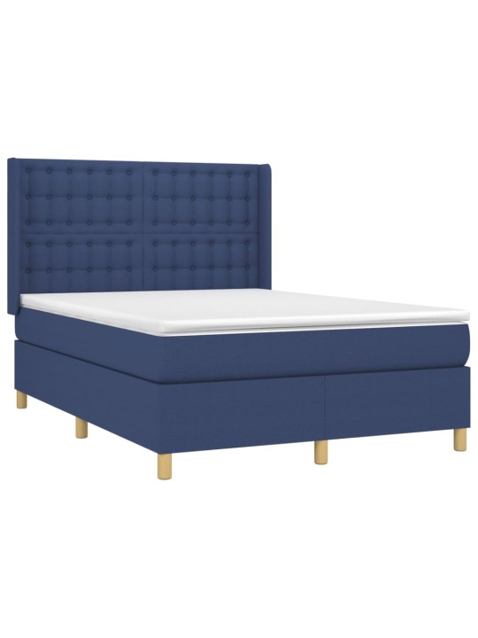 Box spring postel s matrací a LED modrá 140x190 cm textil