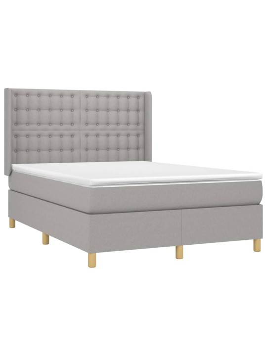 Box spring postel s matrací a LED světle šedá 140x200 cm textil