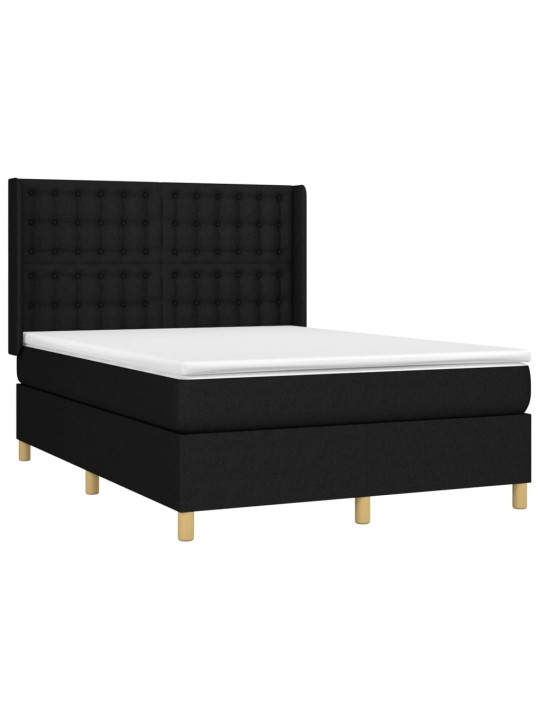Box spring postel s matrací a LED černá 140x200 cm textil