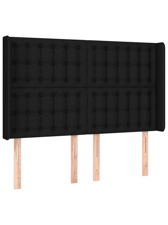Box spring postel s matrací a LED černá 140x200 cm textil