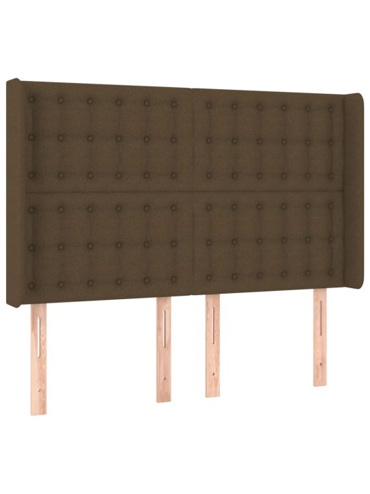 Box spring postel s matrací a led tmavě hnědá 140x200 cm textil