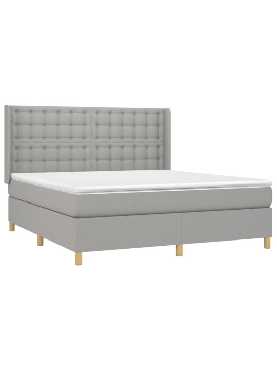 Box spring postel s matrací a LED světle šedá 160x200 cm textil