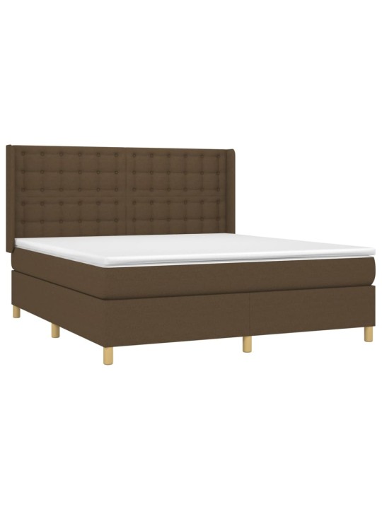 Box spring postel s matrací a led tmavě hnědá 160x200 cm textil